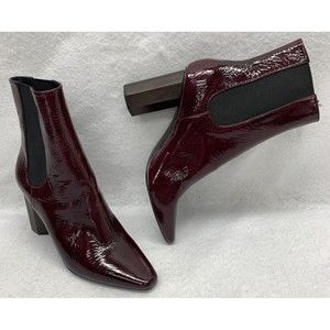 Donald J Pliner Laila Patent Leather Booties Plum Red Women's 8.5M Octagon Heels
